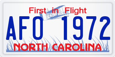 NC license plate AFO1972