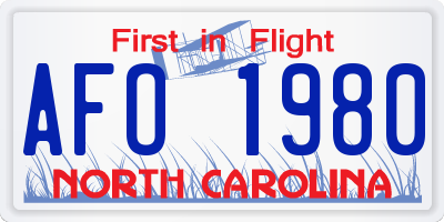 NC license plate AFO1980