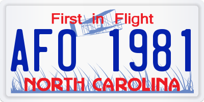 NC license plate AFO1981