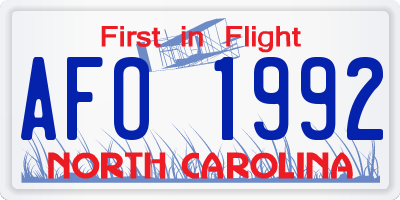 NC license plate AFO1992