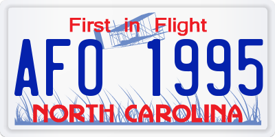 NC license plate AFO1995