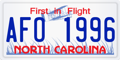 NC license plate AFO1996