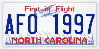 NC license plate AFO1997