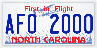 NC license plate AFO2000