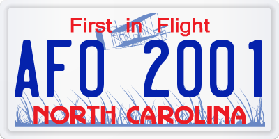 NC license plate AFO2001