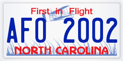 NC license plate AFO2002