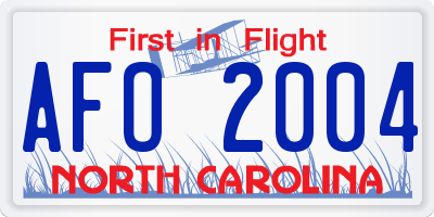 NC license plate AFO2004