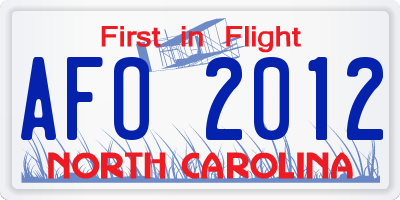 NC license plate AFO2012