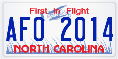 NC license plate AFO2014