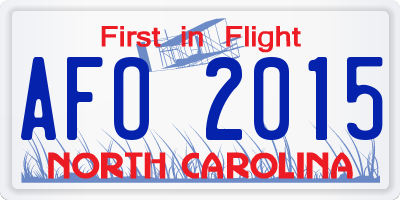 NC license plate AFO2015
