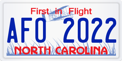 NC license plate AFO2022
