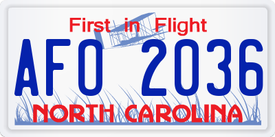 NC license plate AFO2036