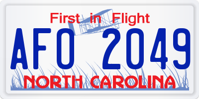 NC license plate AFO2049