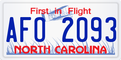 NC license plate AFO2093