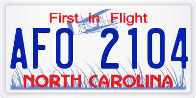 NC license plate AFO2104