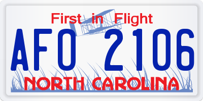 NC license plate AFO2106