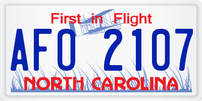 NC license plate AFO2107