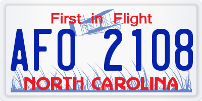 NC license plate AFO2108