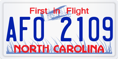 NC license plate AFO2109