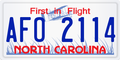 NC license plate AFO2114