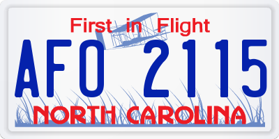 NC license plate AFO2115