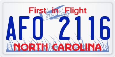 NC license plate AFO2116