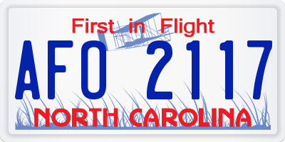 NC license plate AFO2117