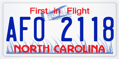 NC license plate AFO2118
