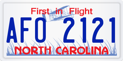 NC license plate AFO2121