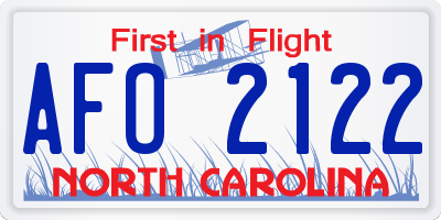 NC license plate AFO2122