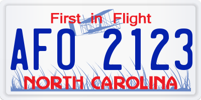 NC license plate AFO2123