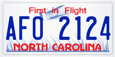 NC license plate AFO2124