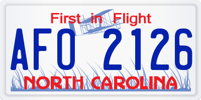 NC license plate AFO2126
