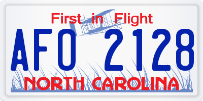 NC license plate AFO2128