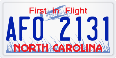 NC license plate AFO2131