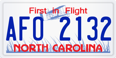 NC license plate AFO2132