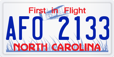 NC license plate AFO2133