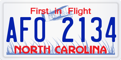 NC license plate AFO2134
