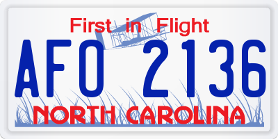 NC license plate AFO2136