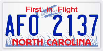 NC license plate AFO2137