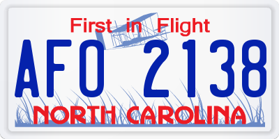 NC license plate AFO2138