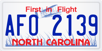 NC license plate AFO2139