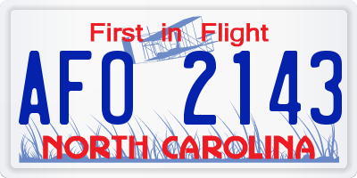 NC license plate AFO2143