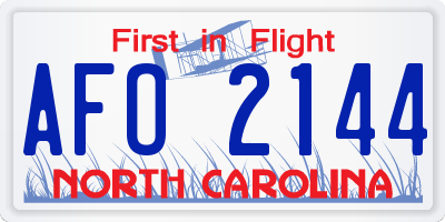 NC license plate AFO2144