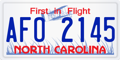 NC license plate AFO2145