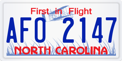 NC license plate AFO2147