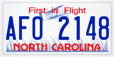 NC license plate AFO2148