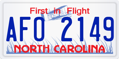 NC license plate AFO2149