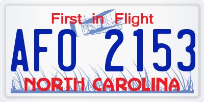 NC license plate AFO2153