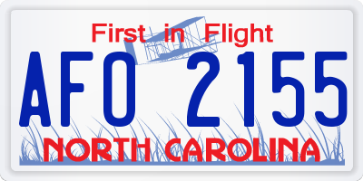 NC license plate AFO2155
